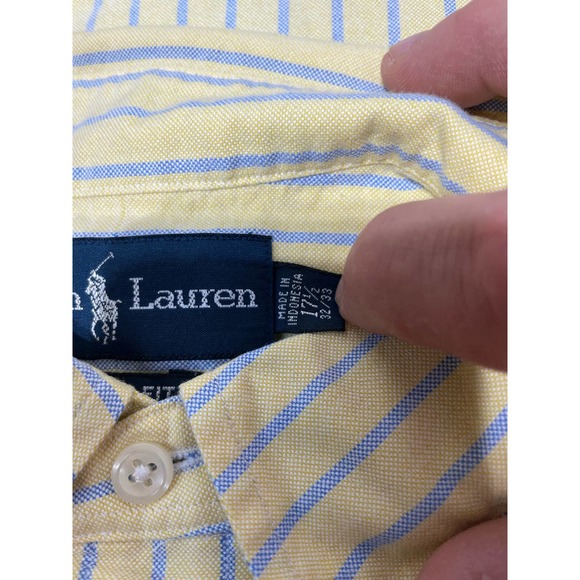 Ralph Lauren Button Down Long Sleeve‎ Pony Yellow Size 17.5 32/33 - Picture 6 of 6
